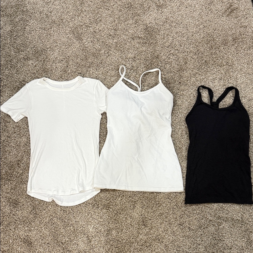 Lululemon White and Black Women's Tops Set